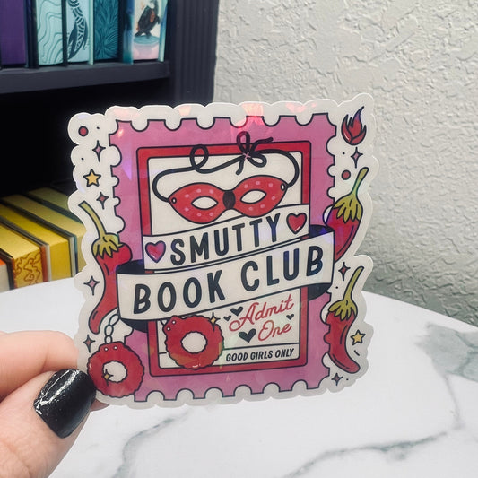 Smutty Book Club Holographic Bookish Sticker Book Lover, Spicy Dark Romance, erotica, Booktok, kindle waterbottle laptop Romance Decal