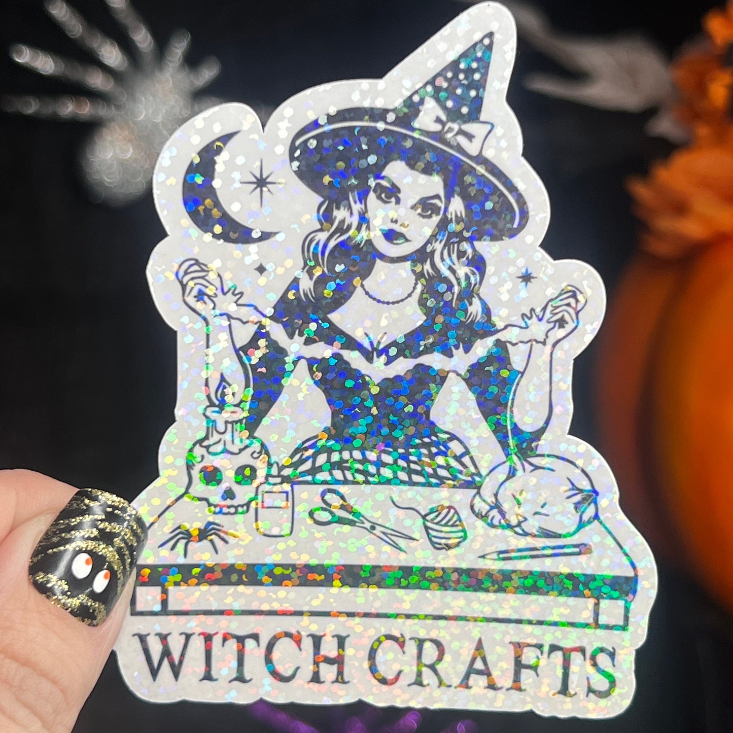 Witch Crafts holographic Sticker Crafting Crochet Knitting quilting sticker Halloween decal sewing machine sticker cross stitch sticker