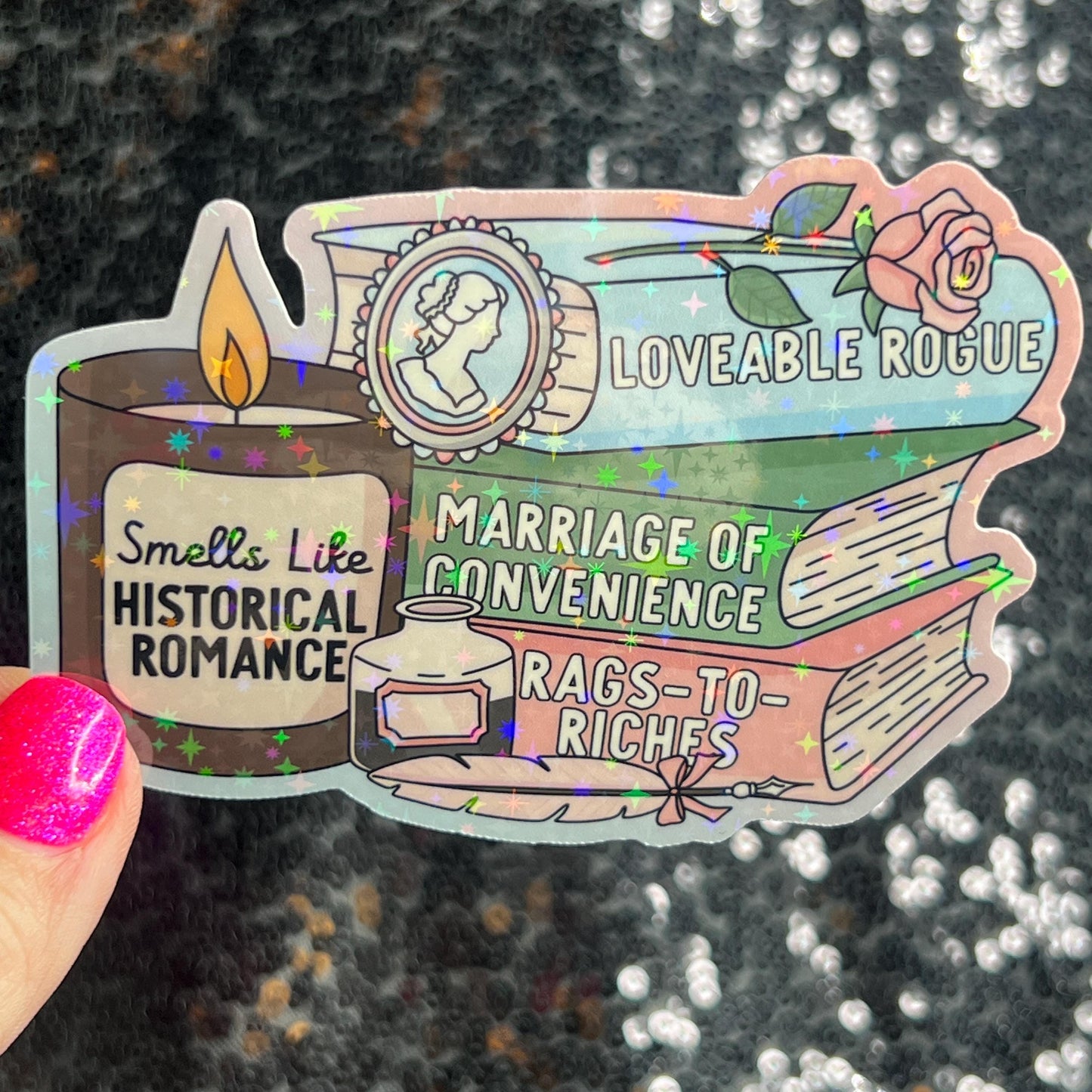 Smells Like Historical Romance Holographic Sticker Decal History Reads Bookish kindle waterbottle laptop Reader Bookish Present Gift