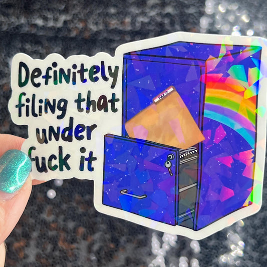 Definitely filing that under f it Sparkly Holographic Sticker Mental Health Sparkly Spread Positivity Good Vibes Decal Inspirational Boss