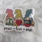 Peace Love Sew Gnomes Holographic Sticker, Sewing Gnomie Sticker, Sewing Waterbottle, Quilting Machine Sticker, Sew Decal cross stitch