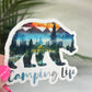 Camping Life Bear Mountain Watercolor Sparkly Sticker Adventure Sticker RV Sticker Outdoor Decal Nature Sticker Travel Hiking Camping