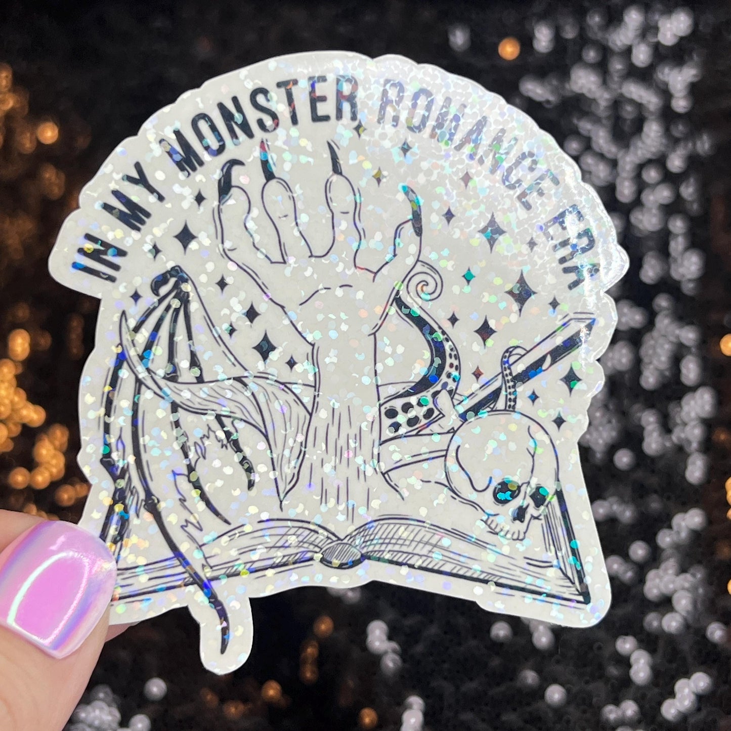 In My Monster Romance Era Holographic Sticker, Spicy Dark Romance, Booktok, kindle waterbottle laptop stickers Smut decal Reader Bookish