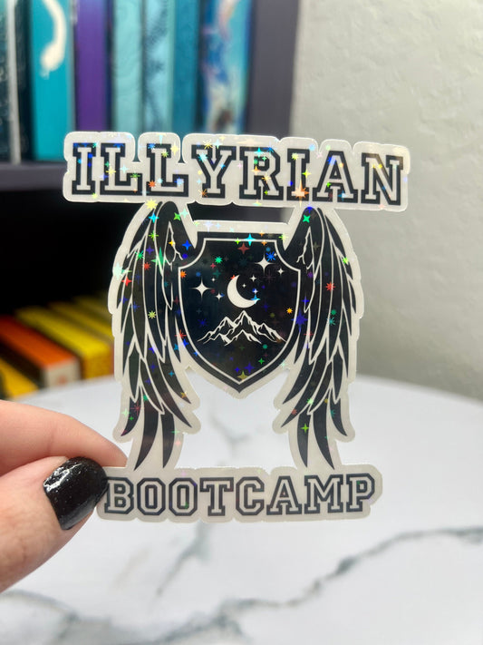 ACOTAR Illyrian Bootcamp Decal - Fantasy Warrior Wings Sticker, Holographic Sticker Bookish Sticker Booktok waterbottle kindle sticker