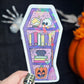 Purple Coffin Halloween Bookshelf Holographic Sticker Halloween Kindle Decal Spooky Fall Reader Gift Bookish Decal