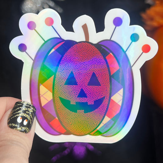 Pin Cushion Halloween Spooky holographic sticker thimble quilting sticker quilter decal sewing machine sticker sparkly cross stitch sticker