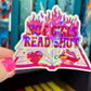 Hot Girls Read Smut Hot Pink Sticker Holographic Book Lover Sparkly Decal, Spicy Dark Romance Bookish, kindle waterbottle