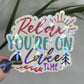 Relax You're On Lake Time Holographic Sparkly Sticker Boating Outdoor Decal Nature Adventure Sticker Lake House Sticker Lake Life