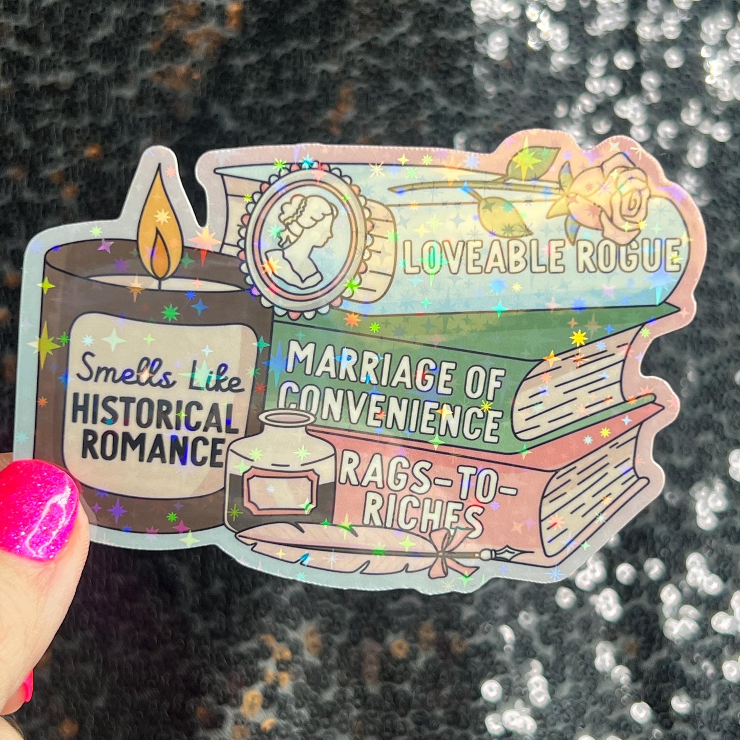 Smells Like Historical Romance Holographic Sticker Decal History Reads Bookish kindle waterbottle laptop Reader Bookish Present Gift