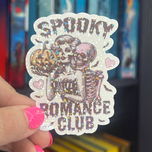 Spooky Romance Club Holographic Sticker, Spicy Dark Romance, Booktok, kindle waterbottle laptop stickers Halloween book decal celestial book