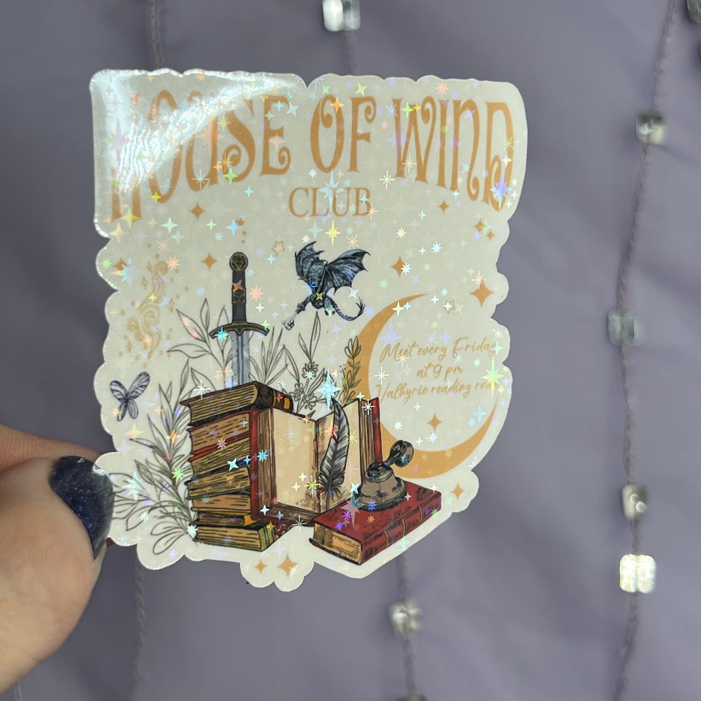 House of Wind Book Club Book Stack Valkyrie Reading Room Holographic Sticker Sparkly Sticker ACOTAR Decal Kindle Sticker Spicybook Sticker