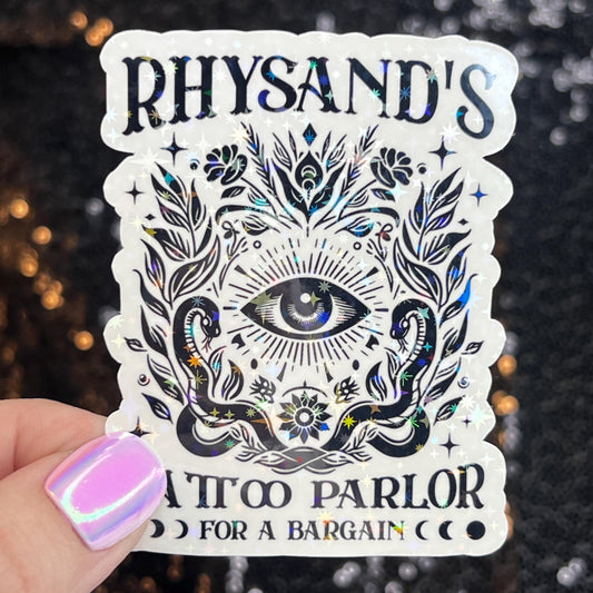 Rhysand's Tattoo Parlor A Court of Thorns and Roses Holographic Sticker Sparkly ACOTAR Decal Kindle Sticker Spicybook Sticker SJM Stickers