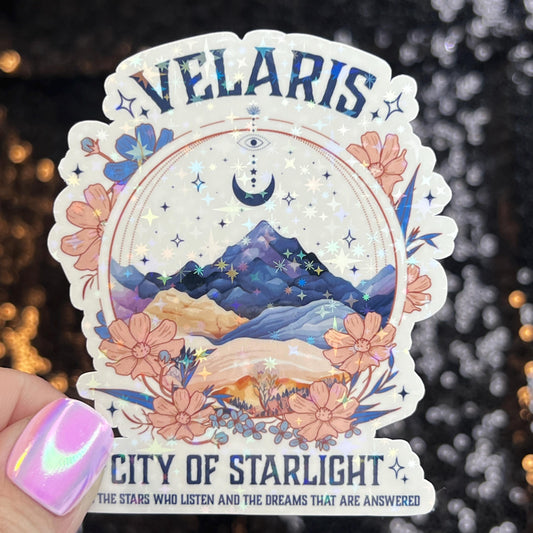Velaris City of Starlight Court of Thorns and Roses Holographic Sticker Sparkly ACOTAR Decal Kindle Sticker Spicybook Sticker SJM Stickers