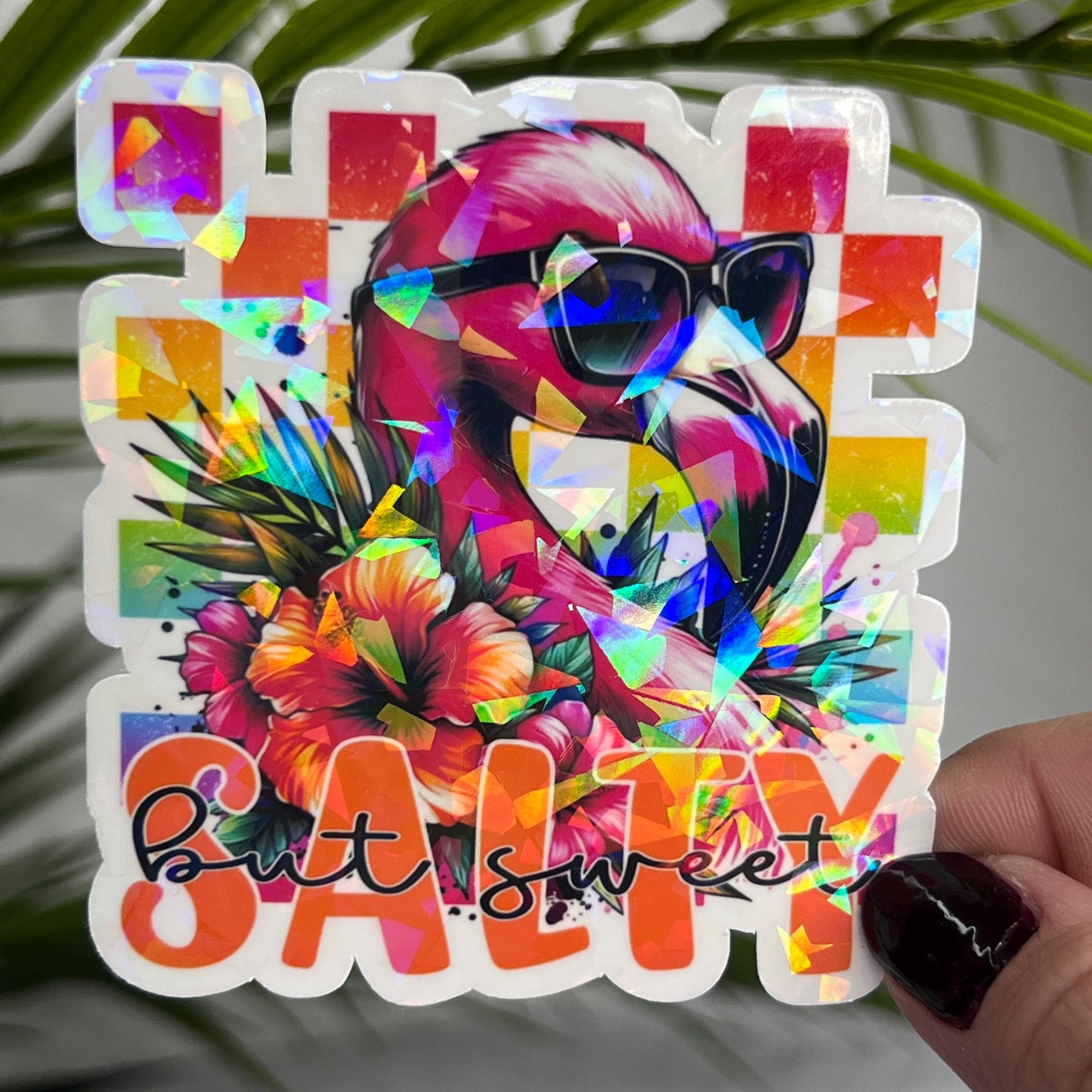 Salty But Sweet Summer Rainbow Colorful Holographic Sticker Mental Health Sticker Sparkly Spread Positivity Good Vibes Decal Inspirational