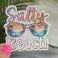 Salty Beach Sunglasses Holographic Sparkly Sticker Beach Life Decal Boating Sticker Summer Vacation Ocean Life Sticker
