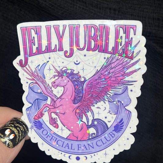 Jelly Jubilee Pink Pony Holographic Sticker, HOSAB HOEAB Hofas Decal, SJM laptop kindle waterproof sticker bookish Waterbottle decal