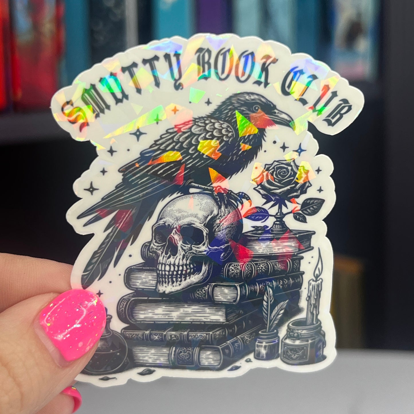 Smutty Book Club Sparkly Dark Romance Holographic Stickers, Booktok stickers, kindle stickers, spicy book sticker Waterbottle book stickers