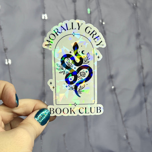 Mortally Grey Book Club Sparkly Holographic Bookish Sticker Villain Book Lover, Spicy Dark Romance, erotica, Booktok, Romance Decal