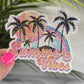 Summer Vibes Palm Trees Rainbow Holographic Sparkly Sticker Beach Life Decal Boating Sticker Summer Vacation Ocean Life Sticker