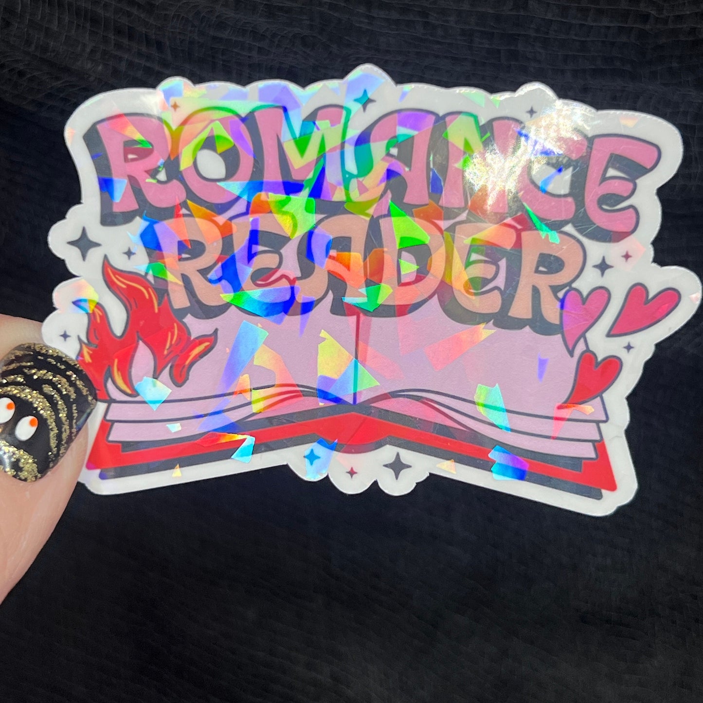 Romance Reader Sparkly Sticker Holographic Book Lover, Spicy Dark Romance, Booktok, kindle waterbottle laptop Romance Decal