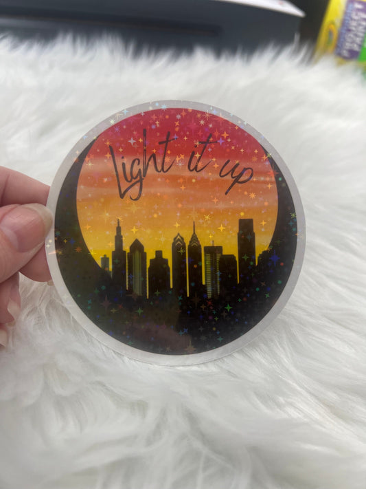 Crescent City Holographic Sticker - “Light it up”, HOSAB HOEAB Waterbottle Sticker, SJM laptop waterproof sticker bookish Waterbottle decal