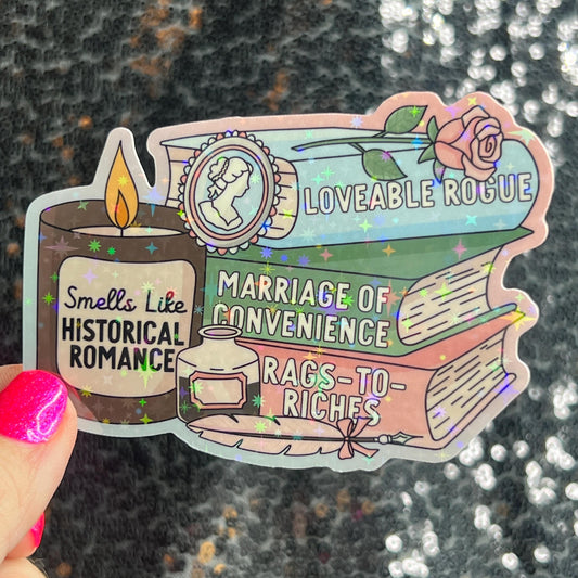Smells Like Historical Romance Holographic Sticker Decal History Reads Bookish kindle waterbottle laptop Reader Bookish Present Gift