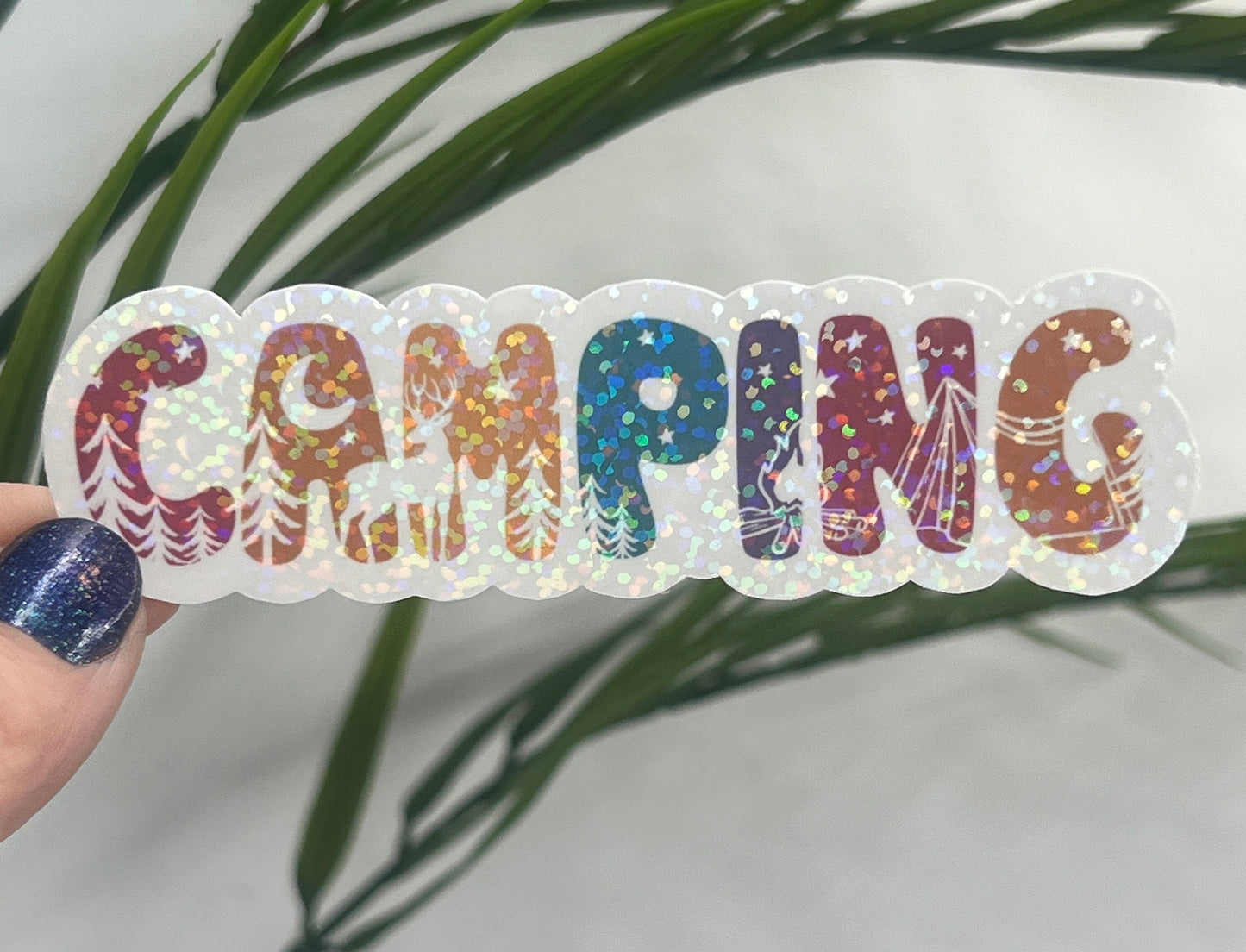 Camping Fun Font Holographic Sparkly Sticker Adventure Sticker RV Sticker Outdoor Decal Nature Sticker Travel Hiking Backpacking Sticker