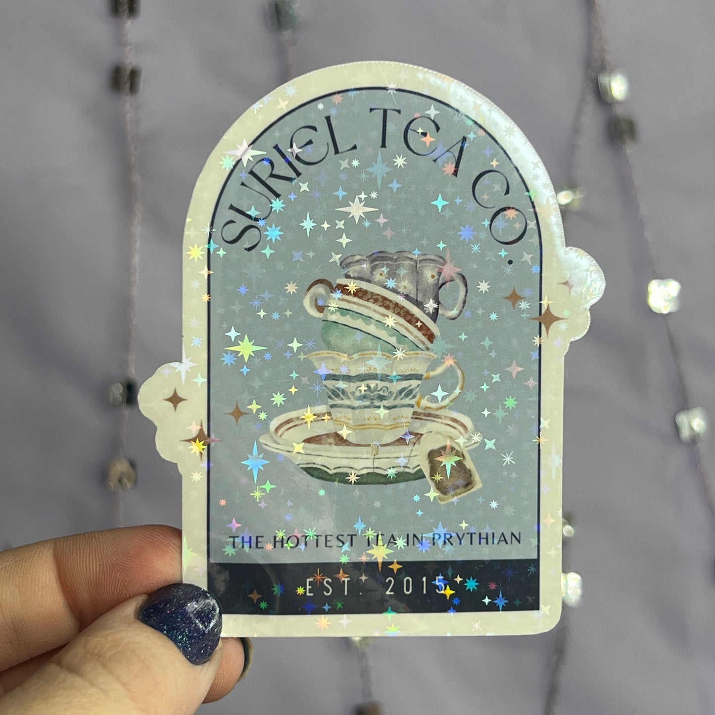 Blue Suriel Tea Co ACOTAR Holographic Sticker SJM Lover Sparkly decal ACOTAR laptop kindle laptop sticker A Court of Thorns and Roses Decal