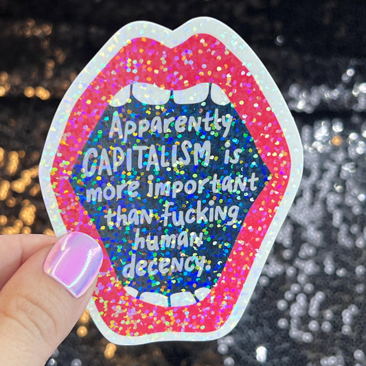 Apparently Capitalism is More Important Holographic Sticker Kamala Anti Trump JD Vance Pro Choice Feminist Sticker Liberal Democrat Decal