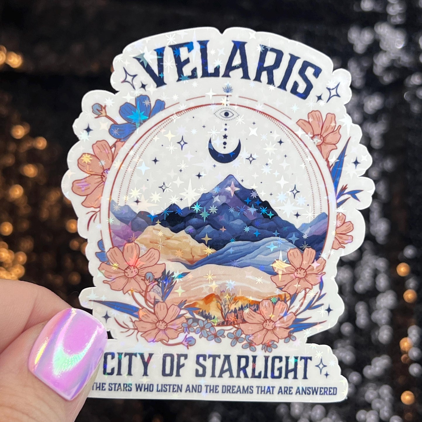 Velaris City of Starlight Court of Thorns and Roses Holographic Sticker Sparkly ACOTAR Decal Kindle Sticker Spicybook Sticker SJM Stickers