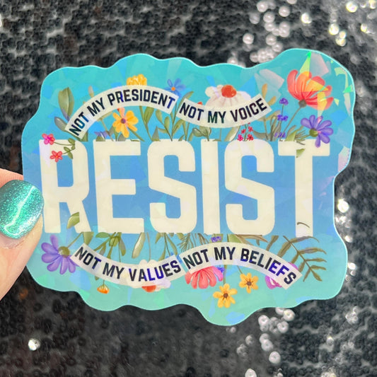 Resist Sparkly Holographic Sticker Hands Off No Kings Anti Trump JD Vance Pro Choice Sticker F Trump Be the Bear 8647 FDT Not My Choice