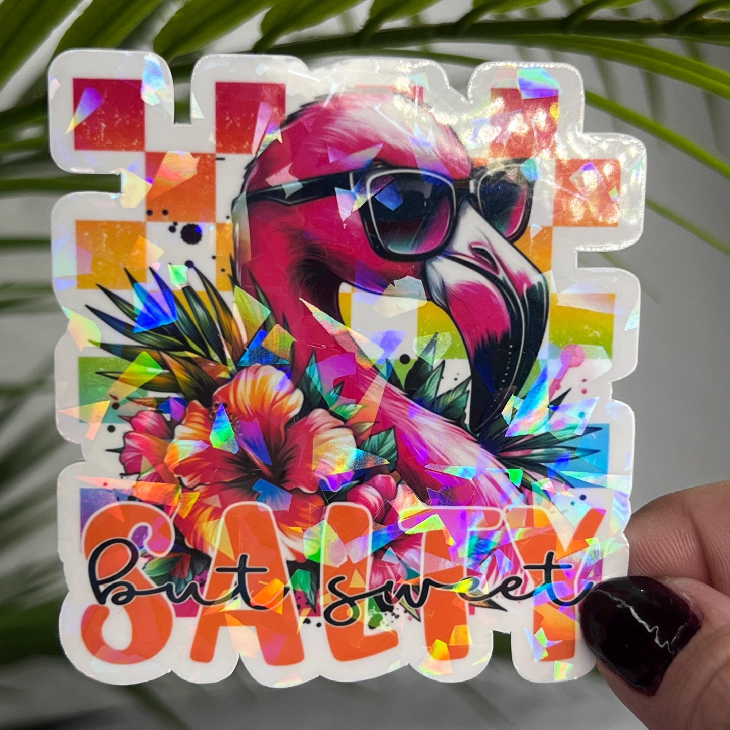 Salty But Sweet Summer Rainbow Colorful Holographic Sticker Mental Health Sticker Sparkly Spread Positivity Good Vibes Decal Inspirational