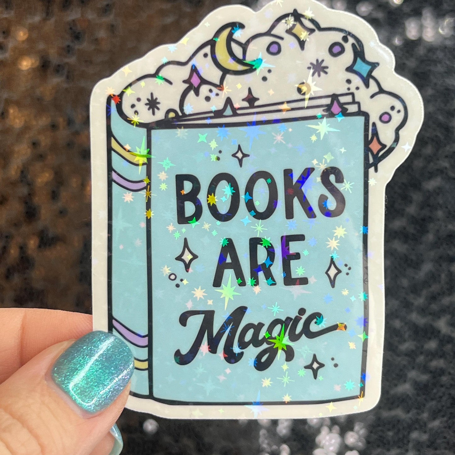 Books Are Magic Sparkly Sticker Holographic Book Lover, Spicy Dark Romance, Booktok Reader Gift  kindle laptop Romance Decal Bookish Bday