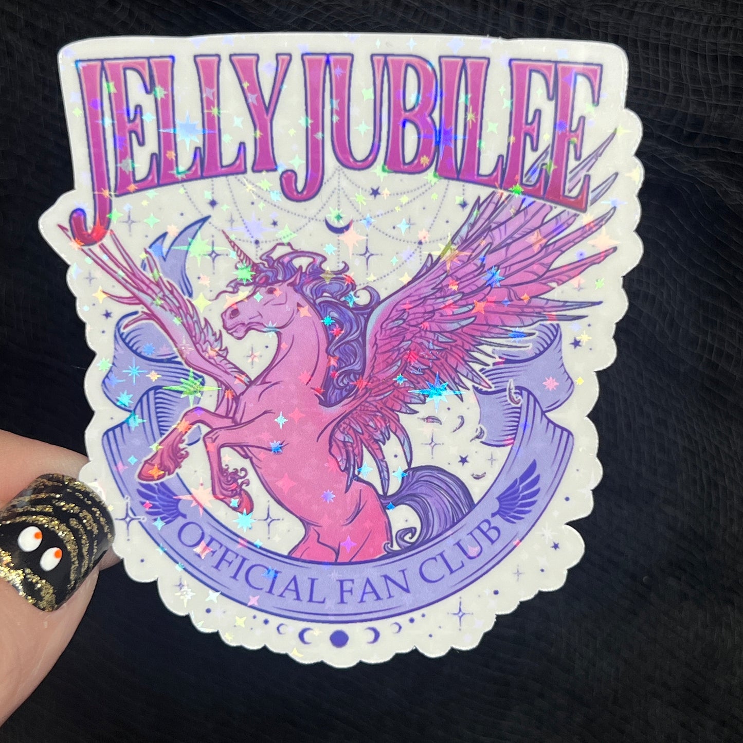 Jelly Jubilee Pink Pony Holographic Sticker, HOSAB HOEAB Hofas Decal, SJM laptop kindle waterproof sticker bookish Waterbottle decal