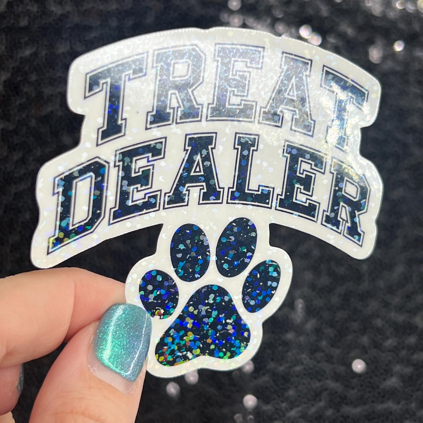 Treat Dealer Paw Prints Holographic Sticker | Dog lover gift decal | Puppy love sticker | Dog mom dad sticker Dog Rewards
