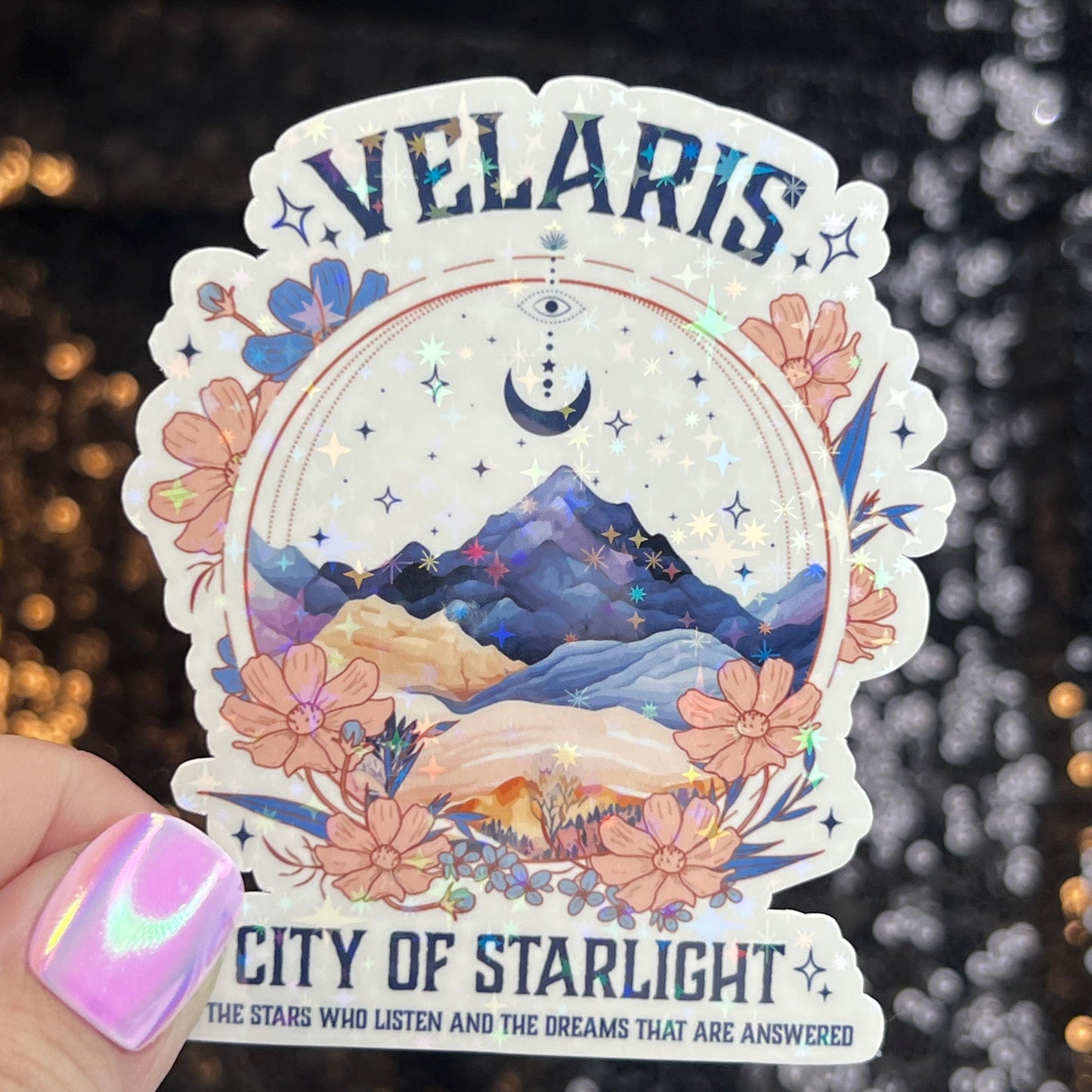 Velaris City of Starlight Court of Thorns and Roses Holographic Sticker Sparkly ACOTAR Decal Kindle Sticker Spicybook Sticker SJM Stickers