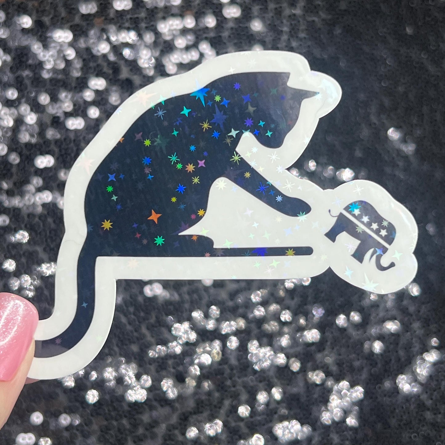 Cat Lady Holographic Sticker Kamala Walz Decal Anti Trump JD Vance Pro Choice Feminist Sticker Liberal Democrat Decal Minimalist Cat Decal