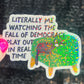 Fall of Democracy In Real Time Holographic Sticker Hands Off Protest Anti Trump JD Vance Pro Choice Feminist Sticker
