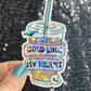 Cold Like My Heart Silly Holographic Sticker Coffee Addict Mental Health Sticker Sparkly Positive Vibes Decal Depression Iced Coffee