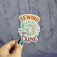 Sewing Diva Sparkly Holographic Quilting Sticker sewing Waterbottle sticker Craft Sticker Fabric Decal Sewing Machine Sticker