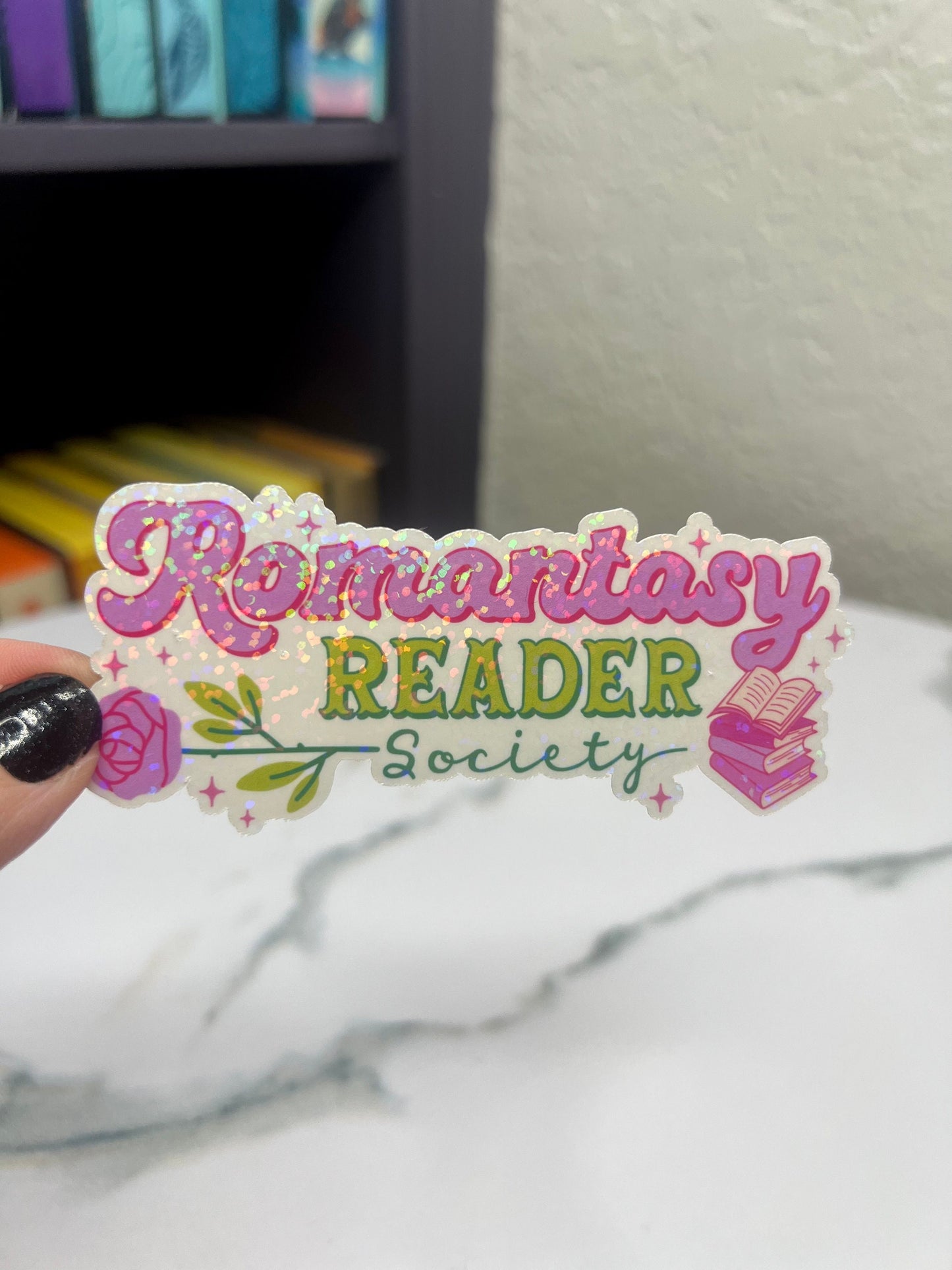 Romantasy Reader Society Sticker Holographic Fantasy Decal for Readers bookish sticker gift for readers kindle waterbottle laptop decal