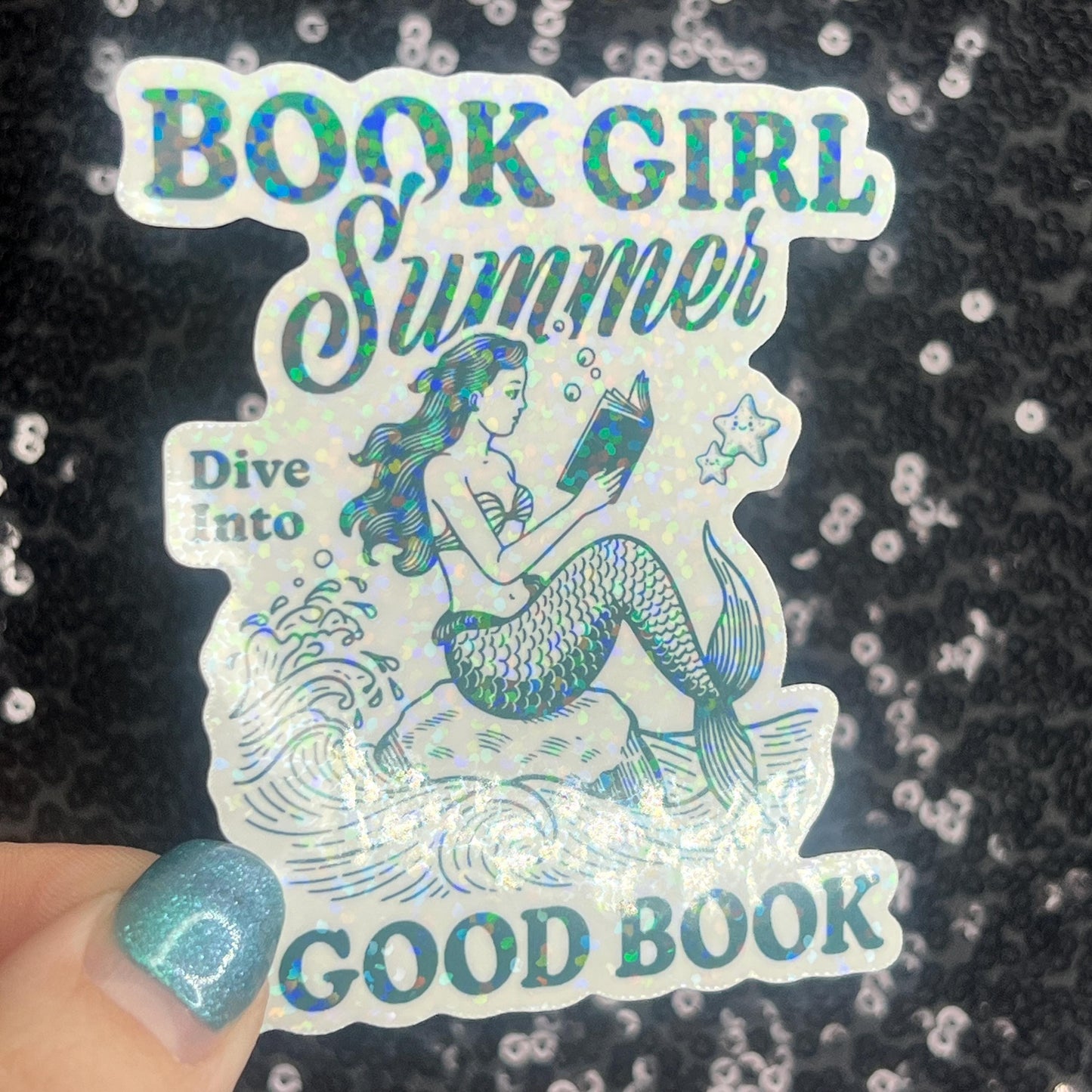 Bookish Girl Summer Holographic Book Book Lover, Spicy Dark Romance, Booktok, kindle waterbottle laptop Romance Decal Beach Reads Decal