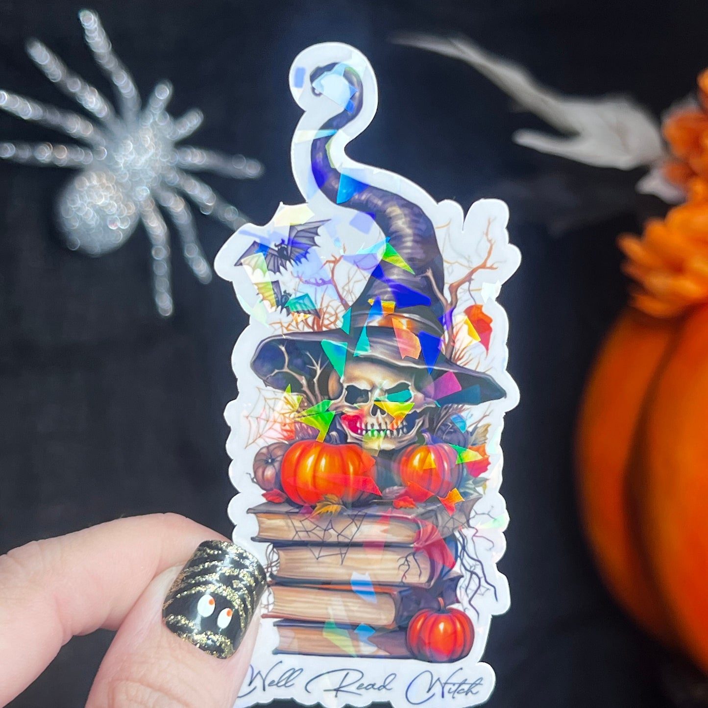 Well Read Witch Holographic Sticker, Spicy Dark Romance Stickers, Booktok stickers, kindle stickers Halloween Book Sticker Waterbottle