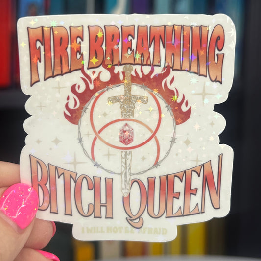 Fire Breathing B**** Queen Aelin Throne of Glass Holographic Sticker Tog water bottle decal TOG laptop sticker SJM Decal Kindle Sticker