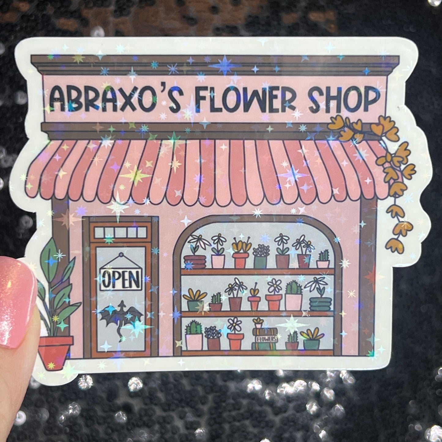 Abraxo's Flower Shop Throne of Glass Holographic Sticker The Thirteen Tog water bottle decal Manon TOG laptop Kindle sticker