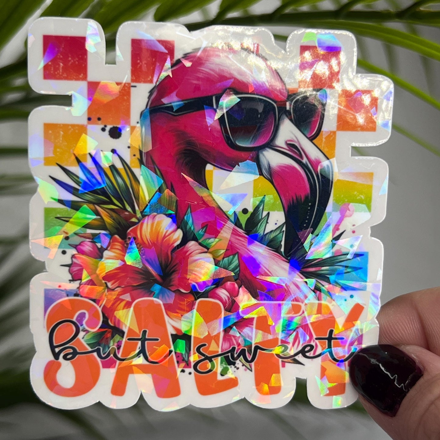 Salty But Sweet Summer Rainbow Colorful Holographic Sticker Mental Health Sticker Sparkly Spread Positivity Good Vibes Decal Inspirational
