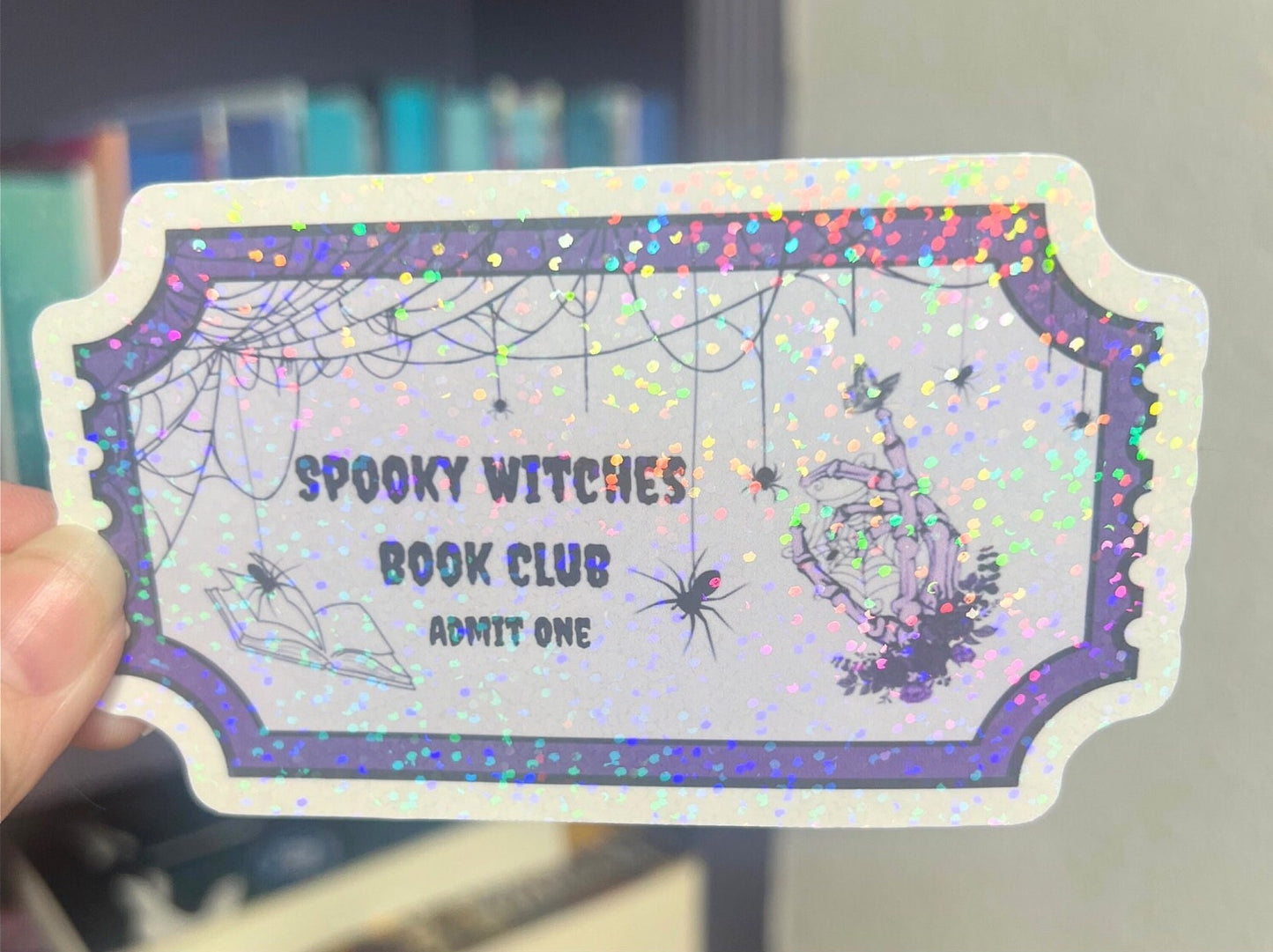Spooky Witches Book Club Holographic Sticker, Halloween Booktok stickers, kindle stickers, Water Bottle Spooky Reader Sticker bookish decal