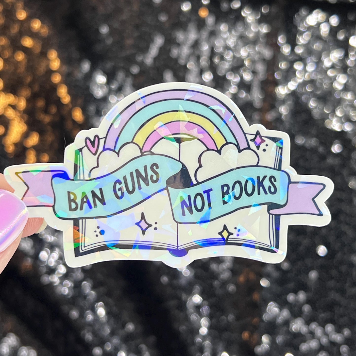 Ban Guns Not Books Holographic Sticker Kamala Decal Anti Trump Pro Choice Feminist Sticker Liberal Democrat