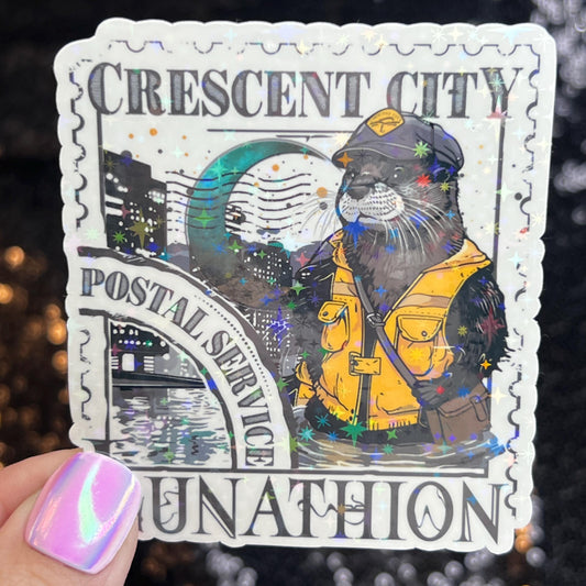 Crescent City Otter Stamps Holographic Sticker, HOSAB HOEAB Decal, SJM laptop waterproof sticker bookish Waterbottle decal