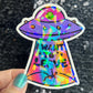 I want to leave Colorful Sparkly Holographic Sticker Anxiety Depression Mental Health Spread Positive Vibes Decal UFO Alien Sticker